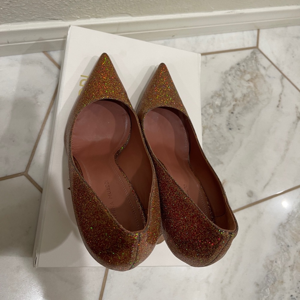 Amina Muaddi Glitter Pump - Picture 6 of 8